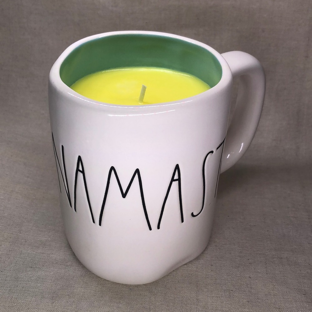 Handmade soy candle Rae Dunn “NAMASTE” mug